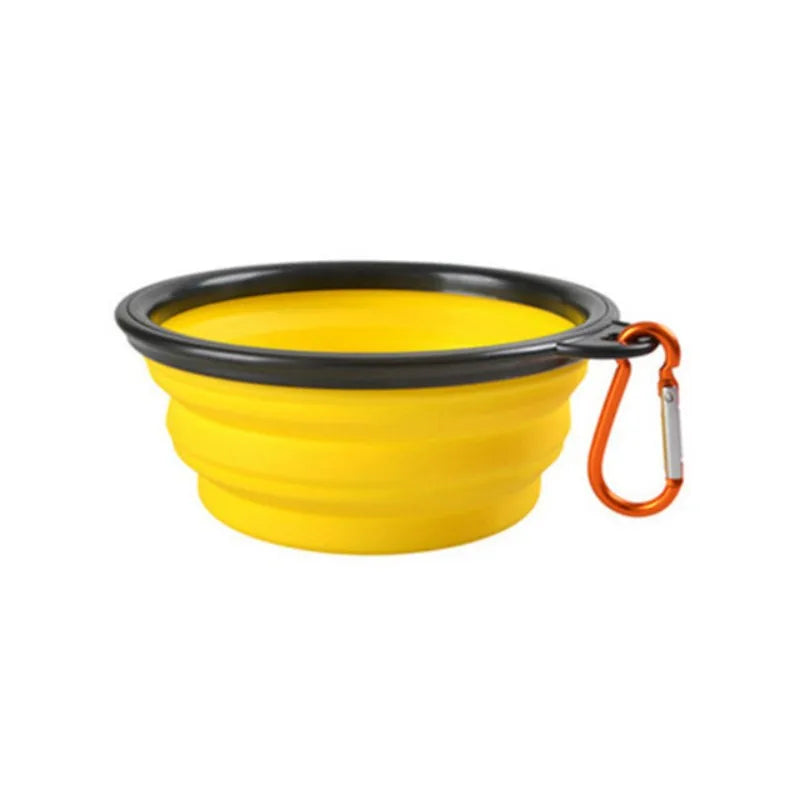 Yellow portable collapsible pet travel bowl 350ml