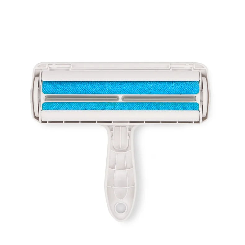 Pet hair remover with a white housing and blue cleaning strips.