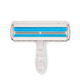 Pet hair remover with a white housing and blue cleaning strips.