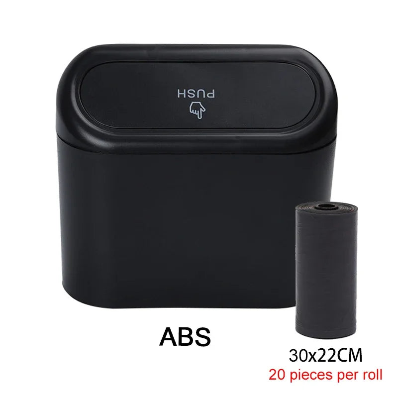 Mini car trash bin with lid shown with product components