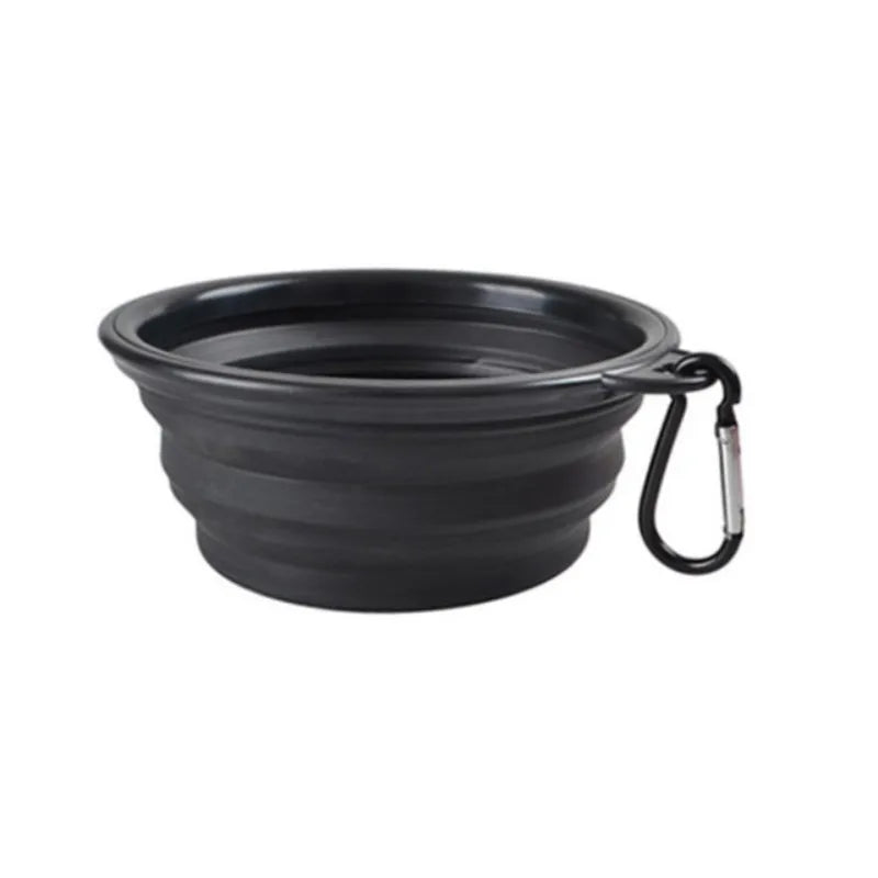 Black portable collapsible pet travel bowl 350ml