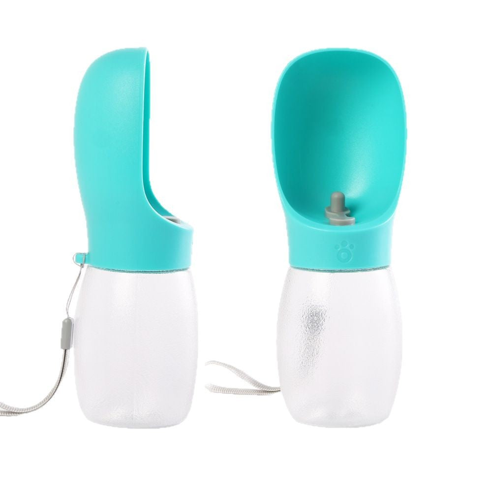 Portable pet water bottle 300ML shown from two angles